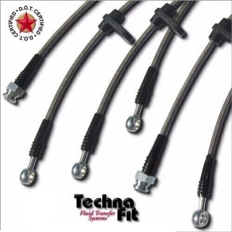 Techna-Fit Stainless Steel Braided Brake Lines FRONT and REAR For 2011 Ford F-150 F150 Excludes SVT Raptor