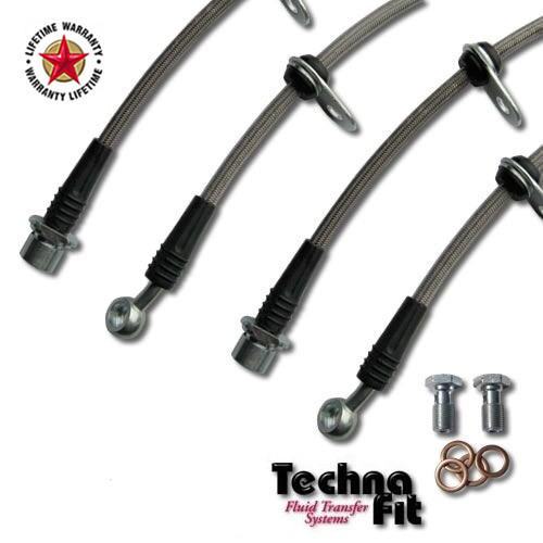 Techna-Fit Stainless Steel Braided Brake Lines FRONT and REAR For 1983-1987 Dodge Charger