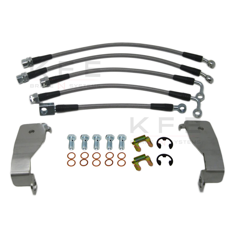 Techna-Fit Stainless Steel Braided Brake Lines FRONT and REAR For 1994 1995 Ford Mustang GT