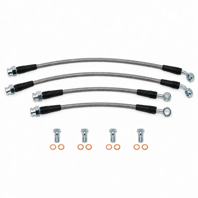 Techna-Fit Stainless Steel Braided Brake Lines FRONT and REAR For 2006-2009 Pontiac Solstice