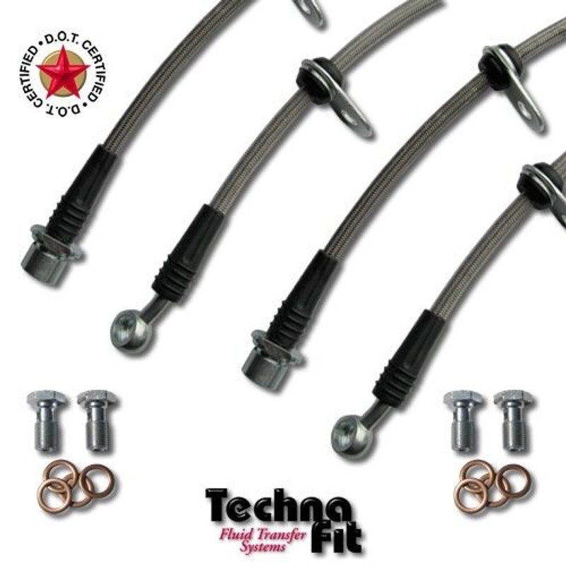 Techna-Fit Stainless Steel Braided Brake Lines FRONT and REAR For 1995-2000 Lexus LS400