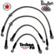 Techna-Fit Stainless Steel Braided Brake Lines FRONT and REAR For 2005-2013 Toyota Tacoma Pre Runner with 5 Lug Wheel Single Piston Caliper