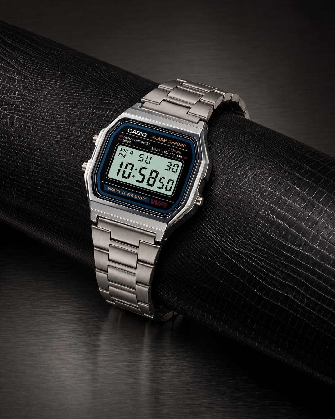 Casio A158WA-1DF - detail and lifestyle view 2