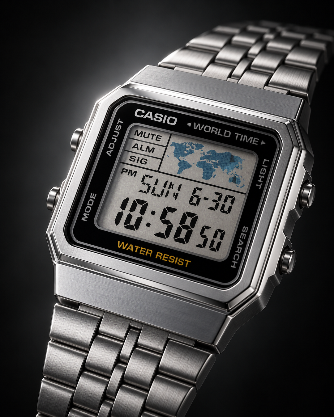 Casio A500WA-1DF - detail and lifestyle view 5