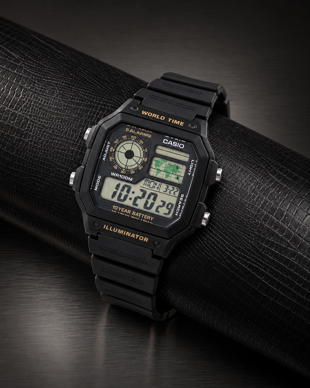 Casio AE-1200WH-1BVDF - detail and lifestyle view 2