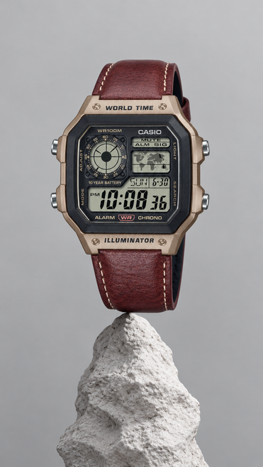 Casio AE-1200WHL-5AV - detail and lifestyle view 6