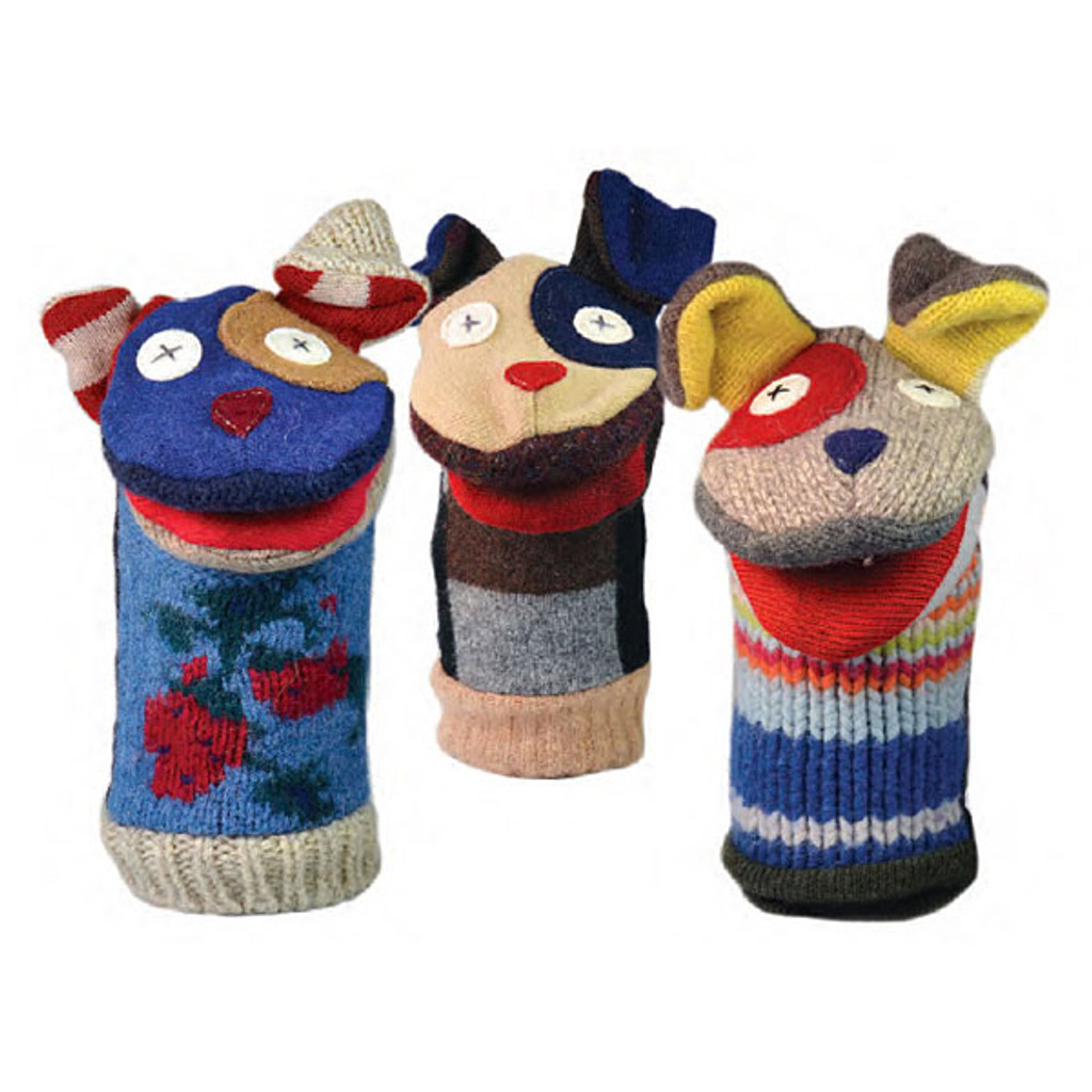 Recycled Wool Animal Puppets