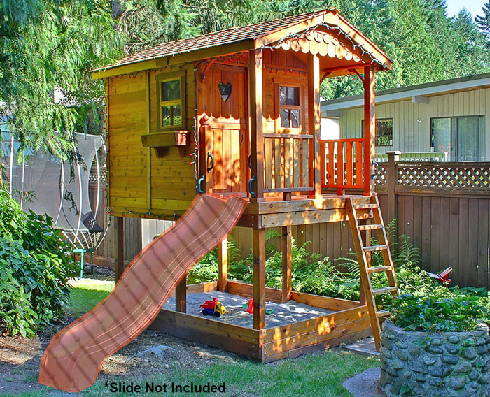 6' x 9' Elevated Cedar Playhouse Sandbox Eartheasy
