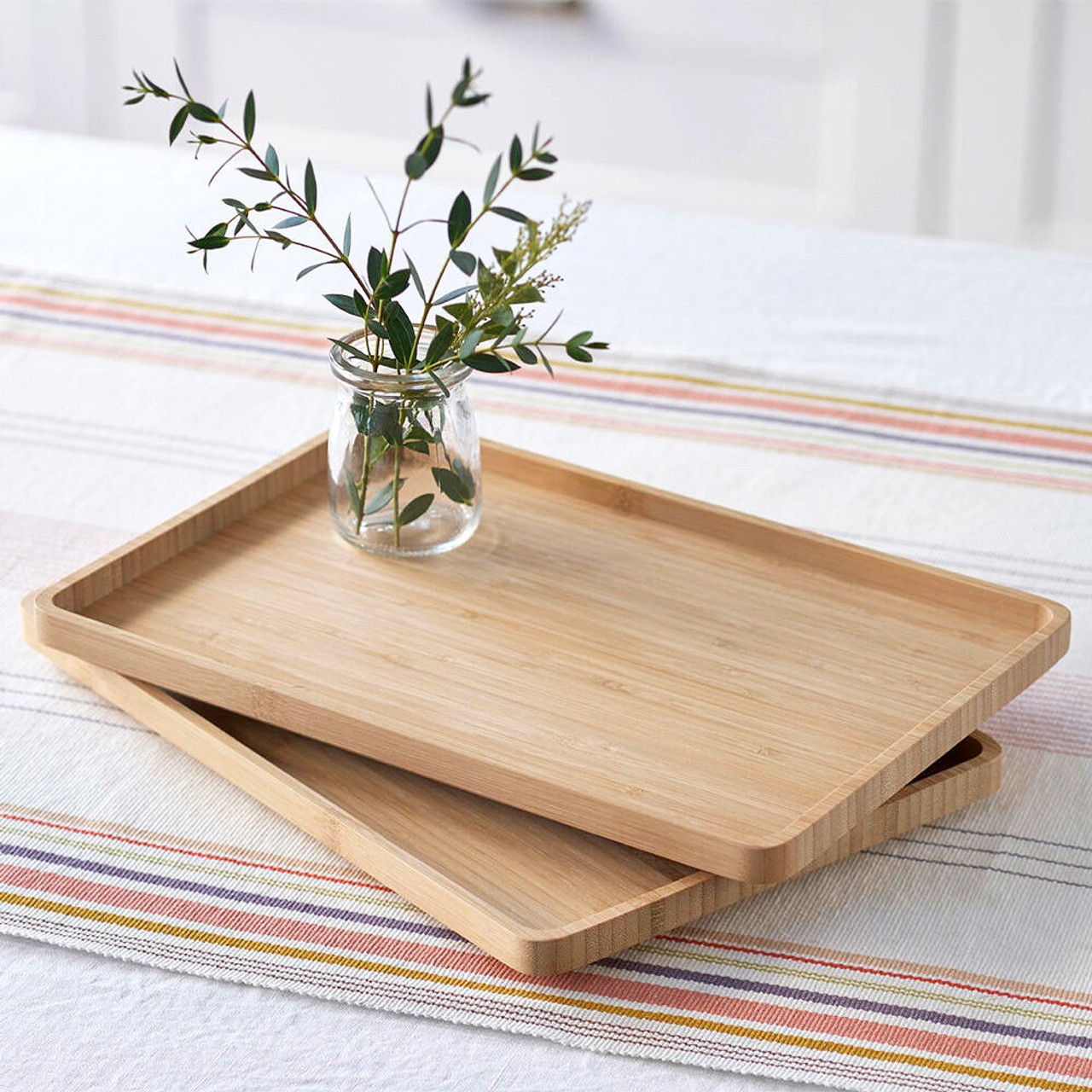  Bamboo Serving Tray,Food Tray for Eating on Bed,Coffee