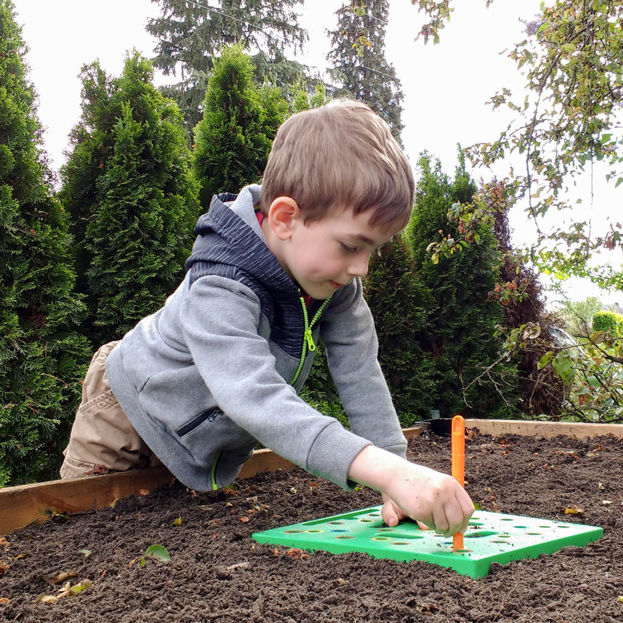  Seeding Square - Seed Spacer Tool for Maximum Harvest,  Organized Plants & Less Weeds - Square Foot Garden Includes Color Coded  Templates, Magnetic Dibber, Ruler, Spoon & Planting Guide 