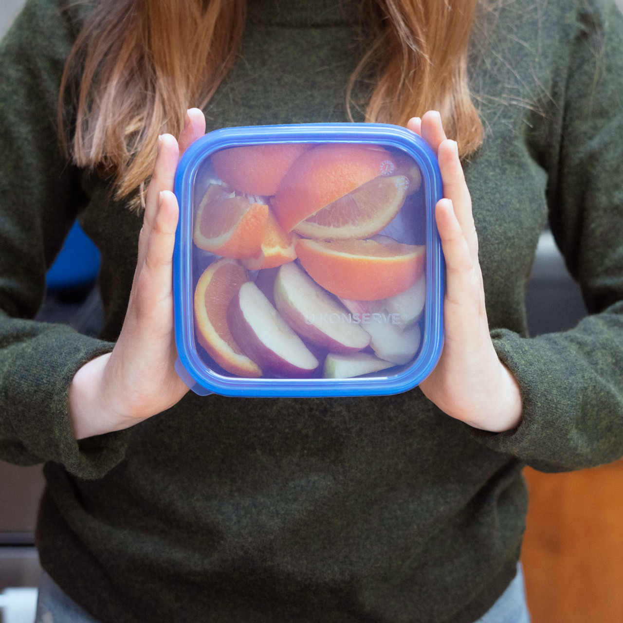 U Konserve Stainless Steel Food Storage Bento Box Container, Leak Proof Silicone Lid Dishwasher Safe - Plastic Free (50oz Blue)