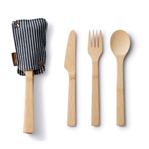 Bamboo Travel Utensil Set - Organic Cotton