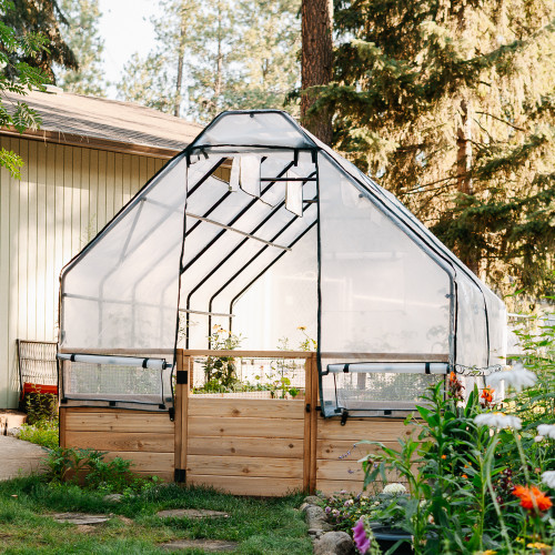 Cedar Complete Raised Garden Bed Kit with Greenhouse Cover 8' x 12' Cedar Complete Raised Garden Bed Kit with Greenhouse Cover 8' x 12'