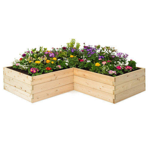 Natural Cedar L-Shaped Raised Garden Bed - 3'W x 6'L x 16.5"H