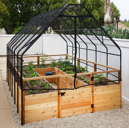 Cedar Complete Raised Garden Bed Kit with Bird Netting Cover 8' x 8' Cedar Complete Raised Garden Bed Kit with Bird Netting Cover 8' x 8'