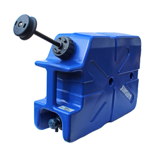 Pictured is a Black Pump on a Blue Jerrycan.