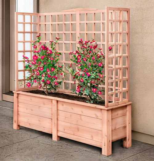 Natural Cedar Planter Box with U-Trellis