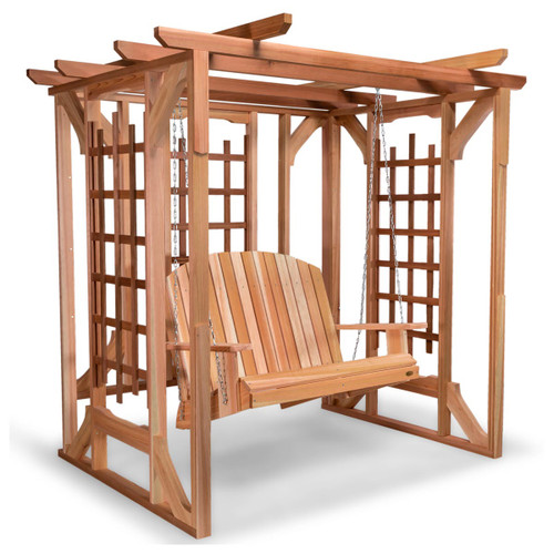 Cedar Patio Garden Pergola & Hanging Swing Set