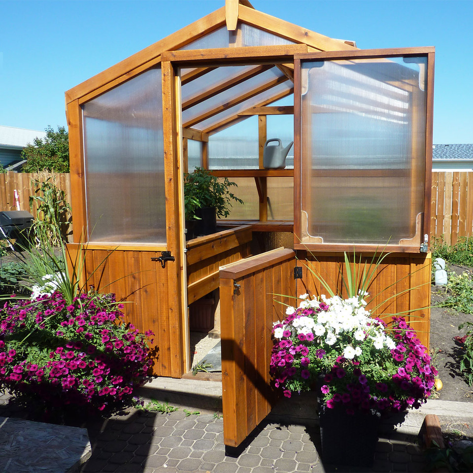 8' x 8' Cedar Greenhouse Kit | Eartheasy.com
