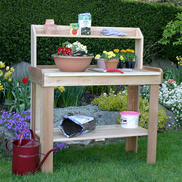 4 x 2 Cedar Potting Bench with Removable Sink Eartheasy