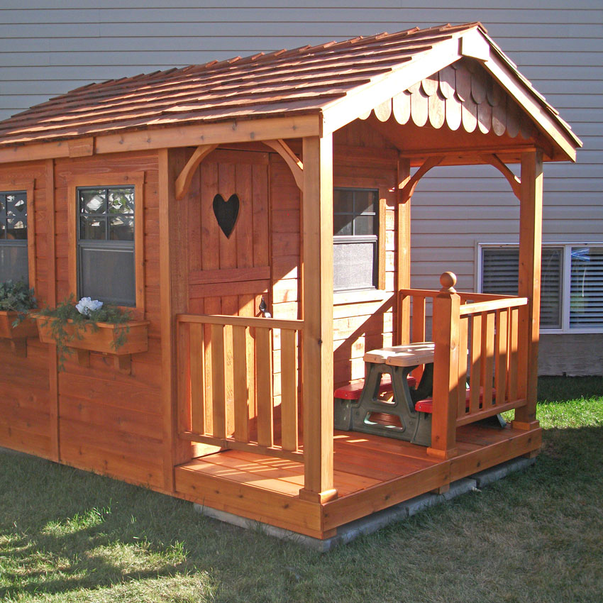 6' x 9' Elevated Cedar Playhouse & Sandbox - Eartheasy