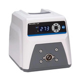 White peristaltic pump drive with LED screen shwoing the motor speed