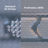 Comparison between standard 3D printing and 285D process