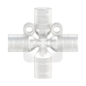 Image of a Female thread cross adapter for 1/4-28 (pack of 5) - PTFE