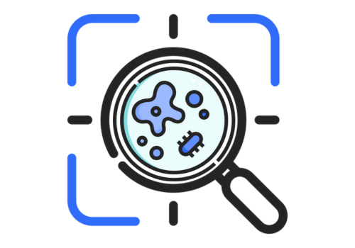 Magnifying Glass highlighting Cellular activity in Real-Time icon