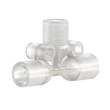 Microfluidic Connector Threaded 1/4-28 Female T Connector (5-pack) - PP - Darwin Microfluidics