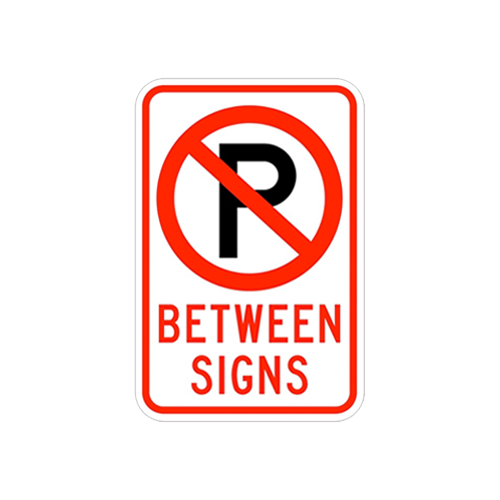 NO PARKING BETWEEN SIGNS SYMBOL  -  12X18