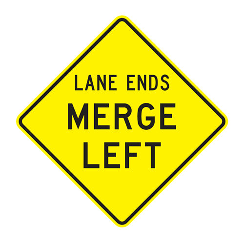 W9-2L - LANE ENDS MERGE LEFT - 30X30