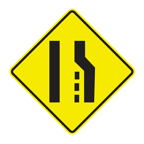 W4-2R - PAVEMENT WIDTH TRANSITION RIGHT LANE ENDS - 36X36