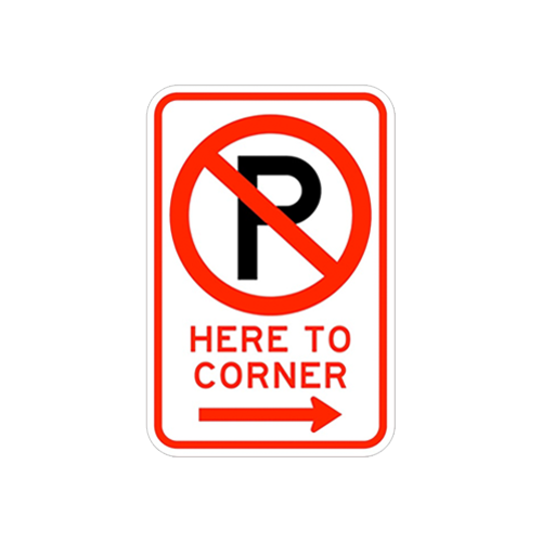 NO PARKING SYMBOL HERE TO CORNER RIGHT  |  12X18