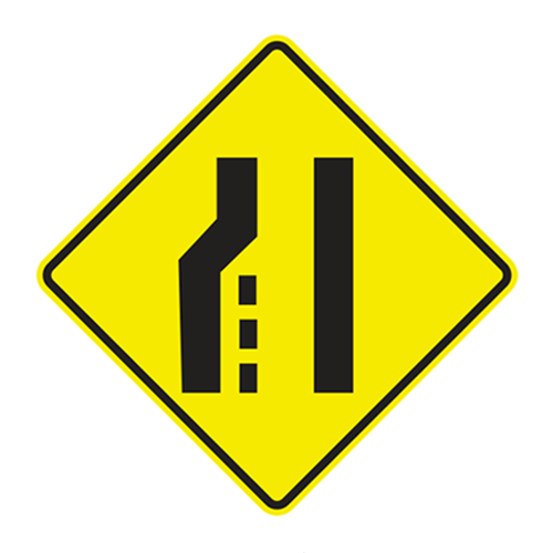 W4-2L | PAVEMENT WIDTH TRANSITION LEFT LANE ENDS | 36X36