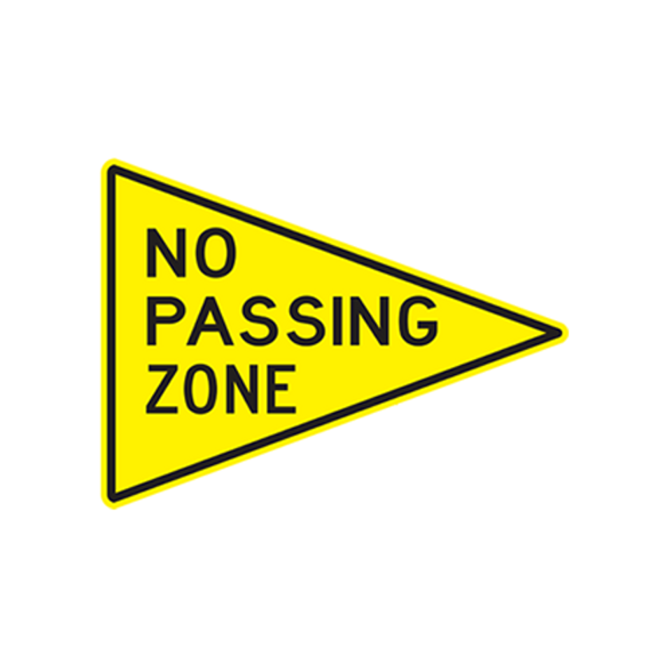 no passing zone sign advabxe warninf