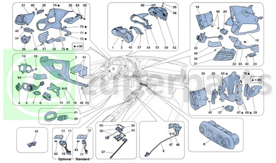 05. Ferrari 458 Italia LIGHTS AND REAR FOG LIGHT SWITCH (Dashboard-Instrument-72730000)