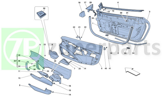 17. Ferrari 458 Spider RH DOOR CORNER TRIANGLE (Doors-81486300)