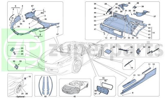 39. Ferrari 458 Spider ENGINE COMPARTMENT LID LOCK SHIELD (Shields-82945800)