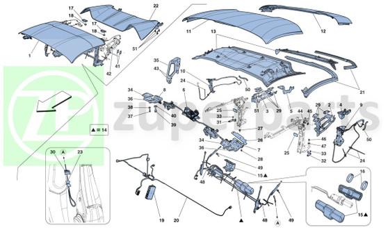 21. Ferrari 458 Spider FRONT AND REAR GASKET KIT (Roof-84726500)