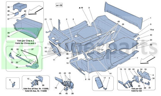 03. Ferrari 458 Spider REAR TUNNEL TRIM (Passenger-83119100)