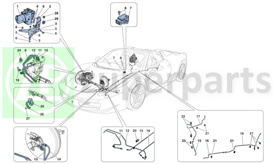 25. Ferrari 458 Spider RETAINER BLOCK FOR 2 PIPES (Brake-278412)