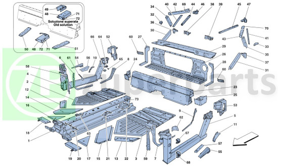 10. Ferrari 458 Spider FRONT FASTENER BRACKET FOR RH FLANK (Central-249925)