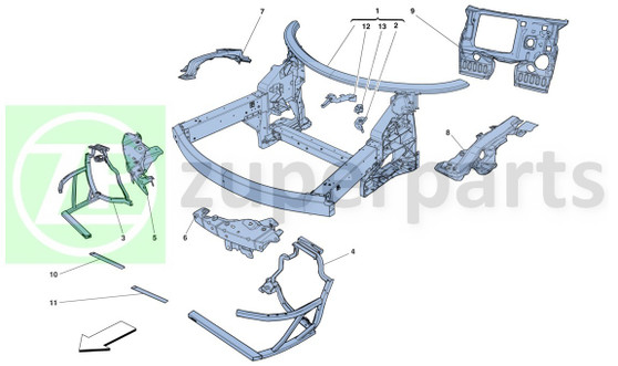 08. Ferrari 458 Spider COMPL. LH FENDER MOUNT (Chassis-84631000)
