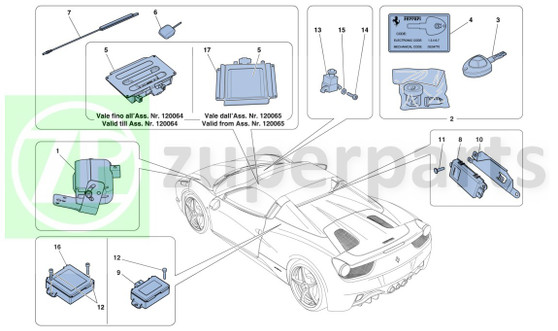18. Ferrari 458 Spider ADR10 ANTI-THEFT SYSTEM ANTENNA (Antitheft-307605)