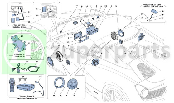 19. Ferrari 458 Spider DASHBOARD SDARS CABLE (Hi-fi-265843)