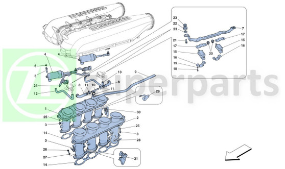 30. Ferrari 458 Spider POWER STEERING PIPE MOUNTING BRACKET (Intake-256060)