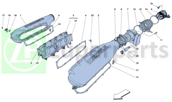 01. Ferrari 458 Spider RH INTAKE PLENUM (Intake-254511)