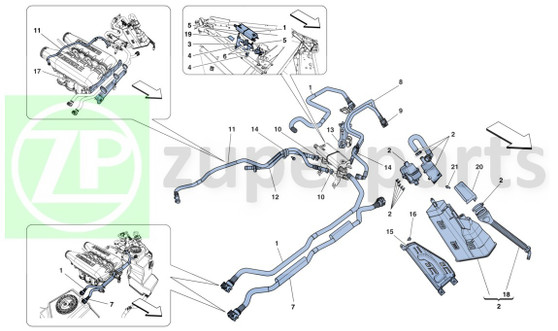 12. Ferrari 458 Spider LH FLUSH VALVE PIPE (Evaporative-291987)