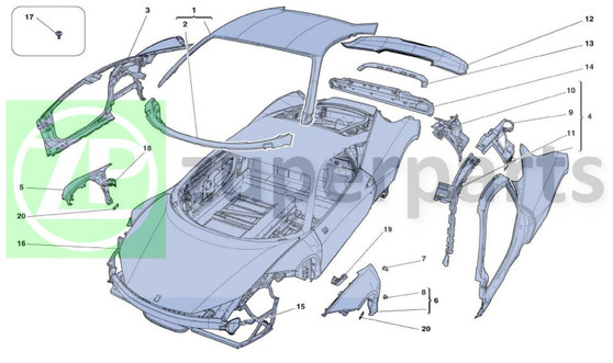 01. Ferrari 458 Speciale ROOF TRIM (BODYSHELL-83953611)